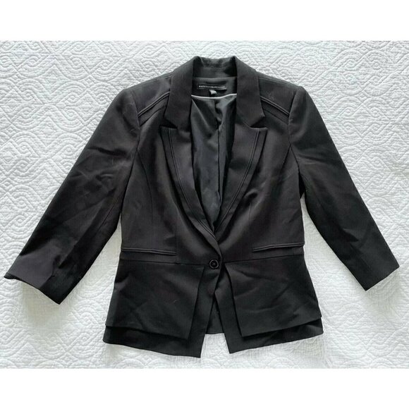 White House Black Market Black Single Button Blazer Notch Collar 8 - Picture 7 of 8
